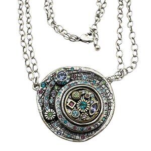 Patricia Locke Multicolor Swarovski Crystal Silver Tone Pendant Necklace 16 Inch